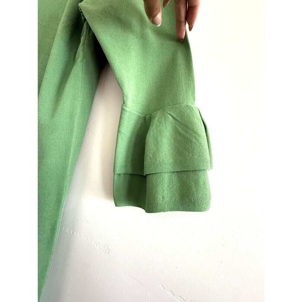 Roolee Womens M Green solid midi Dress butterfly sleeve viscose - Picture 3 of 11